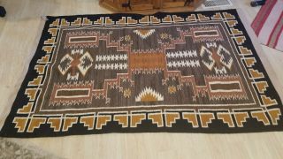 Vintage Navajo Rug/Storm Natural Colors Large 74 in x 48 in.  Hand Spun. 7