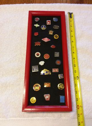 Vintage Railroad Lapel Pins 27 Total In Picture Display.