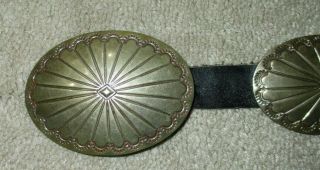 Vintage Mexican Southwestern Design Engraved Alpaca Silver Concho Belt 45 "