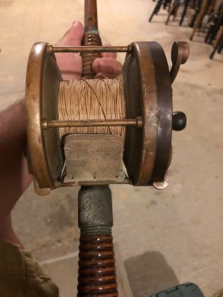 vintage rod an reel,  Edward vom hofe reel 621 6/ 0 bamboo fishing rod montaque 3