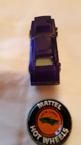 Vintage Mattel hot wheels redline 1968 custom dodge Charger with metal button.  P 6