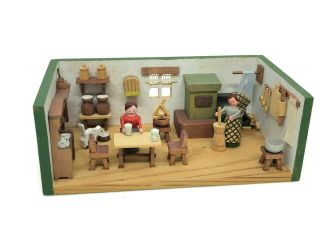 L21 Erzgebirge Small Dollhouse Wooden Putz Toy Vintage German Made In Gdr