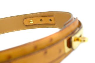 Authentic HERMES Kelly Belt Ostrich Leather Gold Hardware Vintage Size 70 7