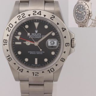 Rare 3186 Engraved Rehaut Rolex Explorer 2 16570 Date Gmt Black Dial Watch N8