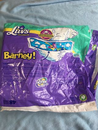 Vintage Plastic Luvs Size 6 XL Barney Diaper (Quantity 3 Diapers) 6