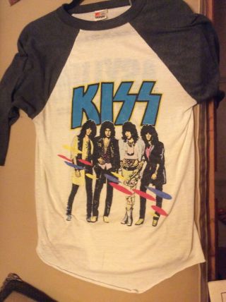 Vintage 80s Kiss Sz L Asylum World Concert Tour Metal Hard Rock T Shirt