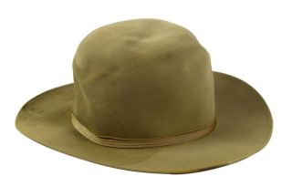 Vintage Borsalno Italy Tan Fur Felt Fedora Hat 7 - 1/8 Rodeo Cowboy Hat 3 " Brim