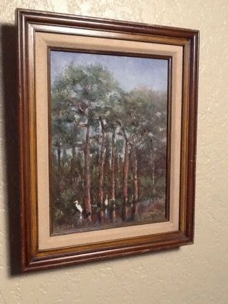 Vintage Florida Everglades Oil Painting By Listed Artist Joan Cavalier