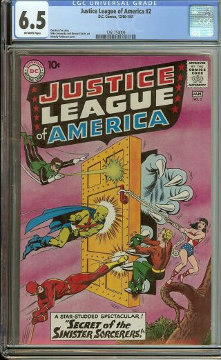 Justice League Of America 2 Cgc 6.  5 Vintage Dc Comic 2nd Issue Silver 10c