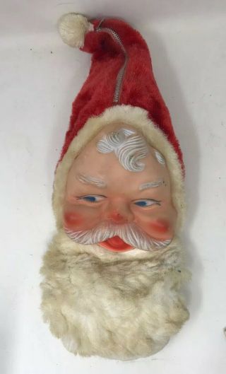 Vintage Byou Toys Zippered Santa Claus Christmas Stocking 1950s Mcm