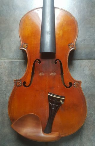Antique 1800s Head Fiddle Gaspard Duiffoprugcar Carving Rare Violin Carved Back 3