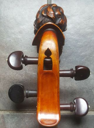 Antique 1800s Head Fiddle Gaspard Duiffoprugcar Carving Rare Violin Carved Back 6