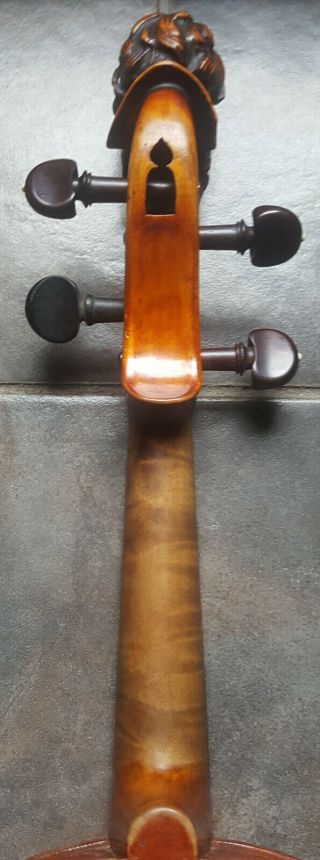 Antique 1800s Head Fiddle Gaspard Duiffoprugcar Carving Rare Violin Carved Back 9