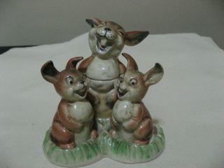 Vintage German Rabbit Condiment With Salt And Peppers Shakers