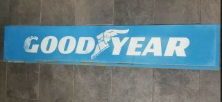 Vintage Goodyear Tires Porcelain Sign Double Sided Sign 1960s 66inches Long