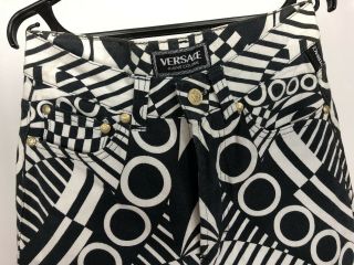 Versace Jeans Couture Vintage Rare Abstraction Zebra Black White Jeans Pants 2