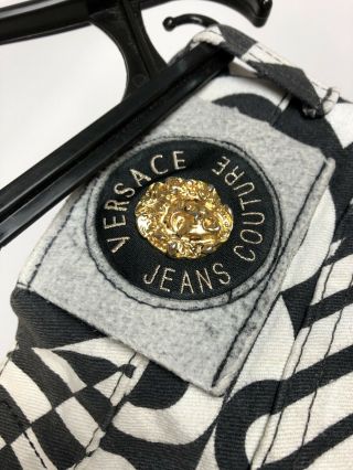 Versace Jeans Couture Vintage Rare Abstraction Zebra Black White Jeans Pants 3