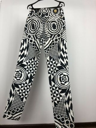 Versace Jeans Couture Vintage Rare Abstraction Zebra Black White Jeans Pants 6