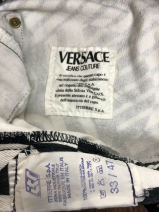 Versace Jeans Couture Vintage Rare Abstraction Zebra Black White Jeans Pants 7