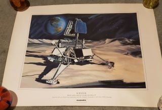 Vtg Surveyor Lunar Spacecraft Poster Print Hughes Aircraft Nasa Space Jet Lab Cc