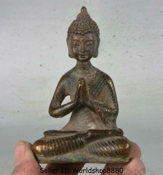 3.  6 " Old Tibet Buddhism Bronze Shakyamuni Sakyamuni Amitabha Buddha Robe Statue