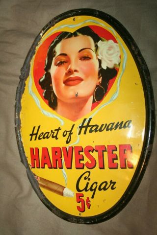 Vtg T Of Havana Harvester 5 Cent Cigar Sign