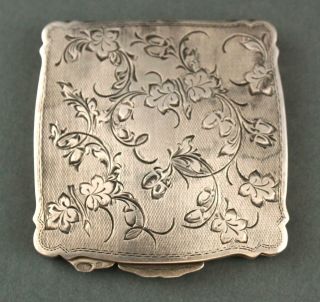Antique Russian Hallmarked 84 Silver Compact Case,  Engraved Oak Leaves & Acorns
