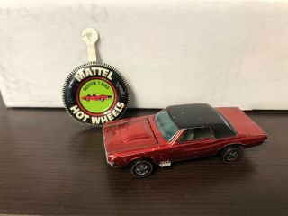 Vintage 1968 Hot Wheels Redline Custom T - Bird Red Black Roof Sweet 16 W/ Button