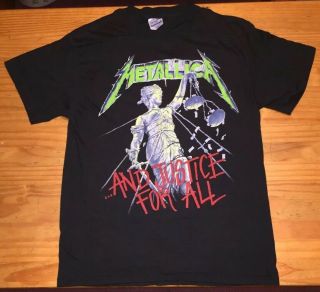 Vintage Metallica Concert T - Shirt 88 - 89 And Justice For All Tour Xl