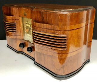Emerson EC - 376 Twin Speaker w/ Ingraham Cabinet (1940) vintage vacuum tube radio 4