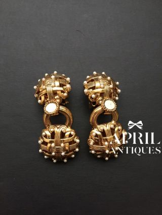 Vintage French Chorange Paris Goldplated Seed Pearl Earrings