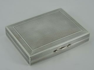 Solid Sterling Silver Cigarette Box Card Case With Solid Lid Birmingham 1925