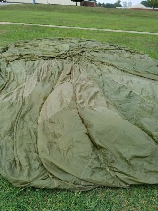 Vintage 1965 M.  Steinthal & Co.  U S Military Parachute Olive Drab 35 Ft Diameter