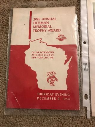 Alan Ameche Signed Ga Colts Wisconsin Heisman 1954 Official Program Rare