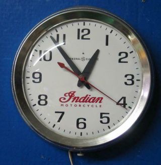 Vintage Ge General Electric Indian Motorcycle Wall Clock