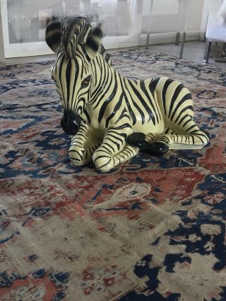 ⭕️ Hollywood Regency Vintage Chalkware Marwal Zebra Collectible Dorothy Draper