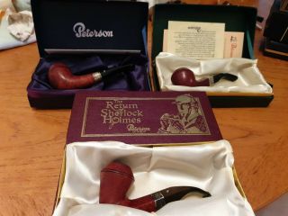 Vintage Peterson Sherlock Holmes Silver Mounted Pipes
