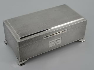 Solid Sterling Silver Engine Turned Table Cigarette Box Birmingham 1978 608g