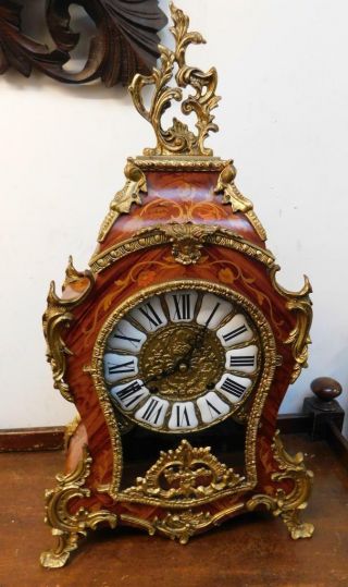Large Boulle Styled Bracket Clock Striking On 2 Bells