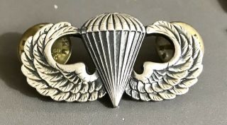 Vtg Ww2 Sterling Silver Paratrooper Jump Wings Pin Airborne Hallmarked 23c