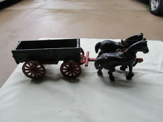 Vintage Arcade Cast Iron Mccormick Deering Horse Drawn Wagon / 12 " Length