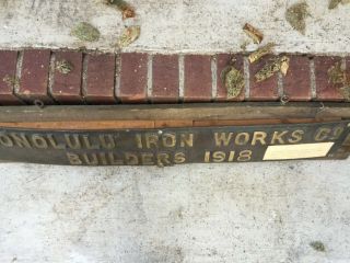RARE Hawaii 1918 Honolulu Iron Builders Plate Trade Sign SUGAR PLANTATION 6