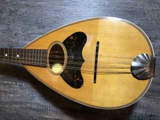 Vintage Jupiter Mandolin Bowl Back From 1910s With M&W Leather Case.  Very Rare 3