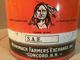 Vintage MERRIMACK 10 Quart Motor Oil can RARE Indian Mobil Sinclair Cities 2