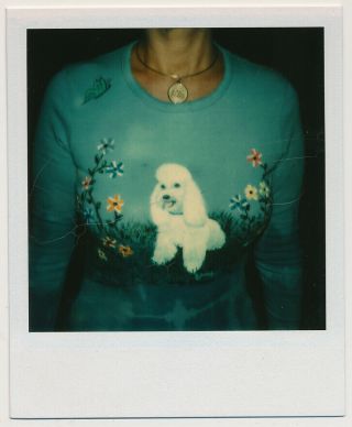 Faceless Woman In Poodle Sweater Vtg 70 
