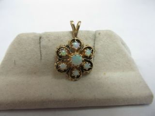 Vintage 14k Solid Gold Pendant With 7 Australian Natural Opals.  35 Cts T.  W.