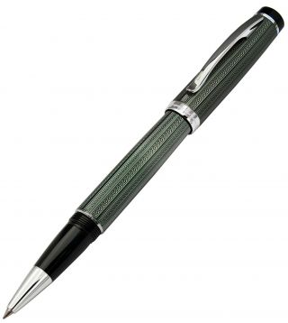 Xezo Handcrafted Incognito Zinc Vintage Rollerball Pen,  Diamond - Cut,  Platinum Pl