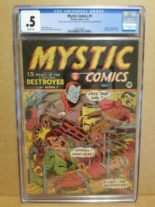 Mystic Comics 9 Cgc.  5 Destroyer Hitler Bondage Torture Cover Timely 1942 Rare