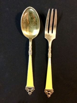 12 Nils Hansen Norway Sterling Enamel Gold Wash ODEL Spoons & Forks,  6 Pr.  Set 3