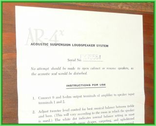 Acoustic Research AR - 4X Speakers Pair Vintage & 5